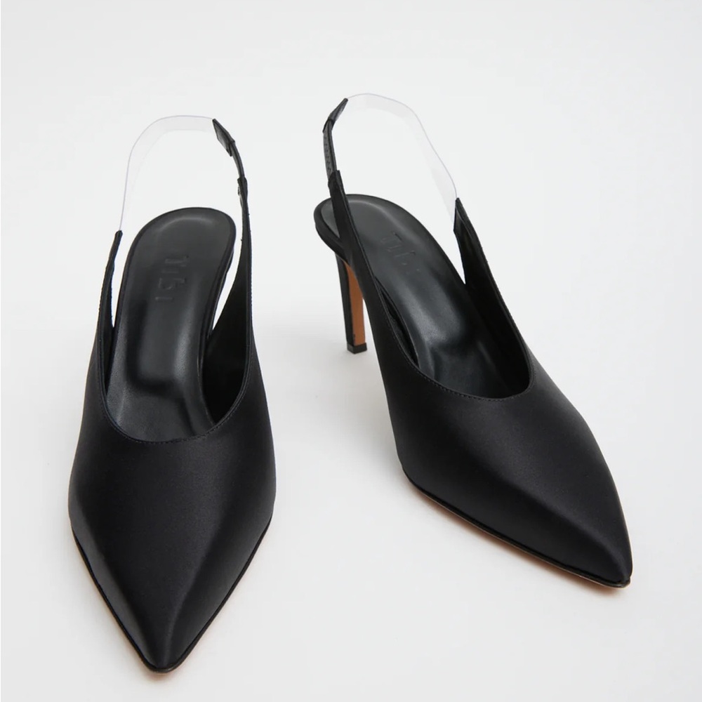 NWB Tibi Bartolome Satin Slingback Black size 37.5 / 7.5